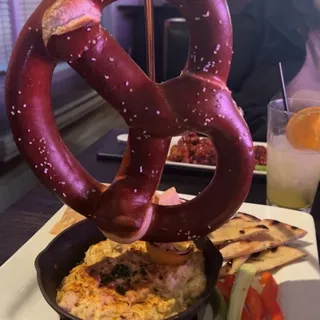 Baked Crab Dip & Giant Pretzel