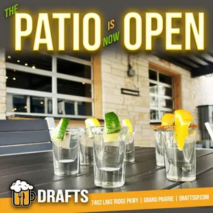 the patio is now open