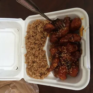 Love the sesame chicken, mild.
