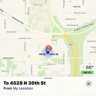 the location of a restaurant on a map