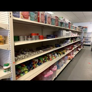 the shelves of a grocery store