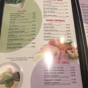 menu, sushi and sashimi