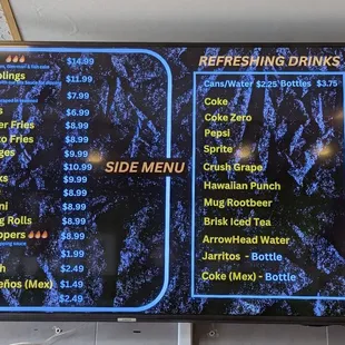 chicken wings and fried chicken, menu