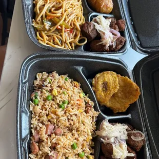 Fried rice/ lowmein and carne frita