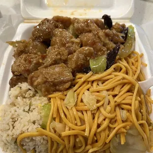 Combo A: Kung Pao Chicken, Fried Rice, Chow Mein