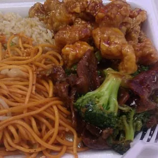 2 item combo with half fried rice and half chow mein