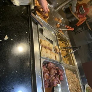 Apple pie in the middle of chicken and ribs