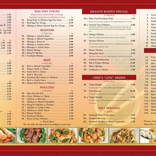 the menu for a chinese restaurant