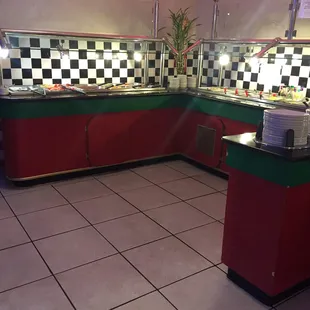 Buffet with dessert, salads and this is where the sushi was