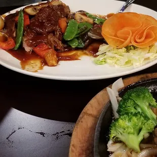 Beef teriyaki  and house duck.