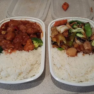 Takeout: General Tso Chciken &amp; Mixed Vegetable Combo Meals.