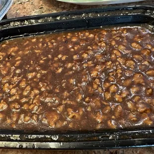 baked baked beans in a pan