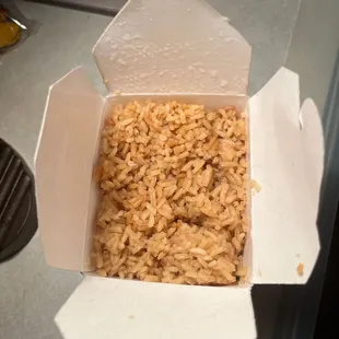 Rice plain not veg. Peas/egg?