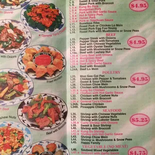 a menu for lunch specials