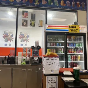 Counter w/ boba station and menu