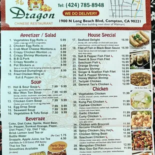 sushi and sashimi, menu