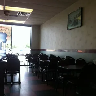 empty tables and chairs