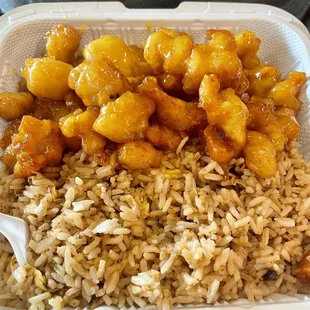 Honey Chicken dinner with fried rice