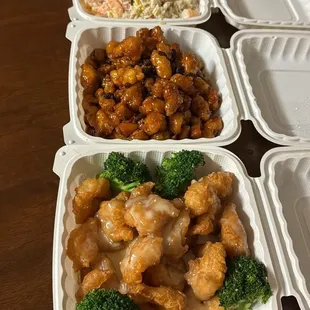 Yangzhou fried rice, honey walnut shrimps, General Tsao&apos;s chicken