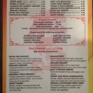 Inside of the To-Go Menu