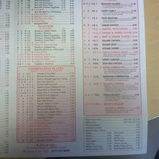 Dinner Menu Pt. 2