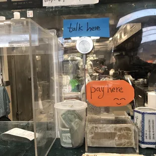 a sign that says talk here