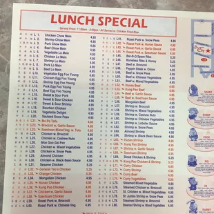 Menu as of 9/1/2016.