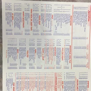 Menu as of 9/1/2016.