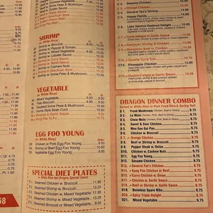 sushi and sashimi, menu