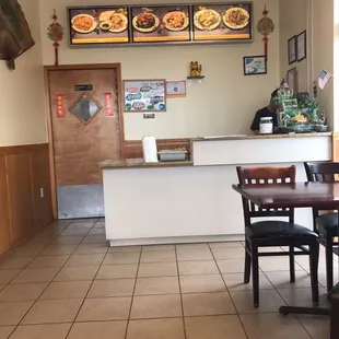 the front desk and dining area