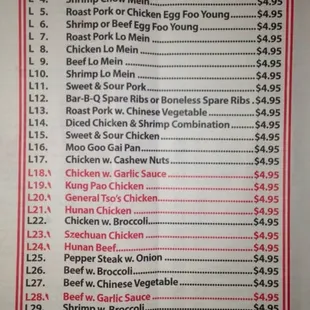 Lunch Specials