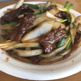 Beef and scallions