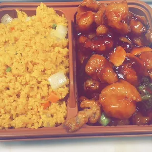 Orange Chicken with Fried Rice