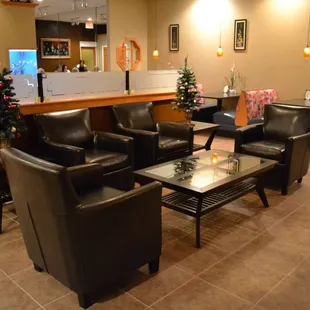 the waiting area of a dental office