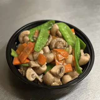Triple Mushroom with Snow Peas
