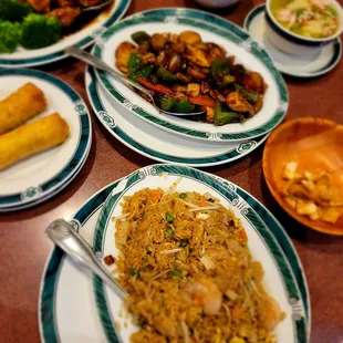  table full of chinese food