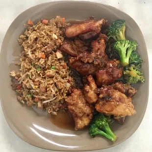General Tso's Chicken &amp; Pork Fried Rice