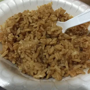 This is considered their idea of fried rice...wtf? Where&apos;s the eggs? It&apos;s just rice mixed with soy sauce..