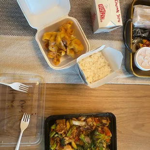 a meal in a take out container
