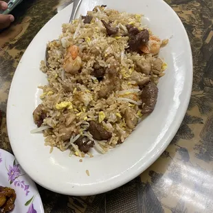 Shrimp Fried Rice no peas and carrots just extra eggs scrambled