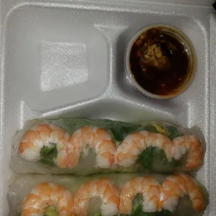 Shrimp Spring Rolls with a Spicy Peanut Sauce