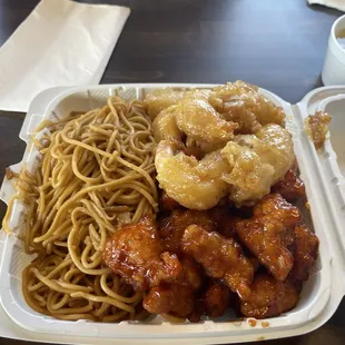 Orange chicken and walnut chicken