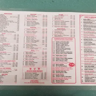 menu
