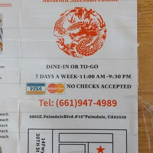 a ticket for a restaurant