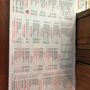 a menu for a chinese restaurant