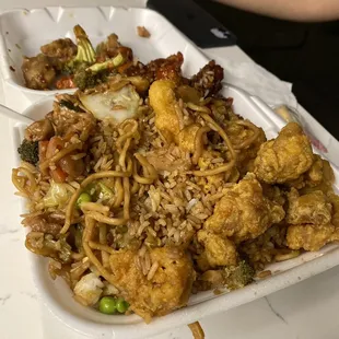 Just disgusting . I got 3 entrees and 2 sides and they put it all together on one plate.