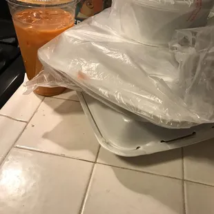 To-go order thoughtfulness! I appreciated I didn't have a mess in the bag when I got home thanks to their forward thinking.