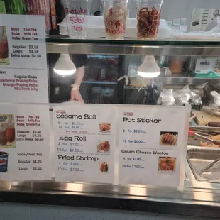 the menu of a restaurant