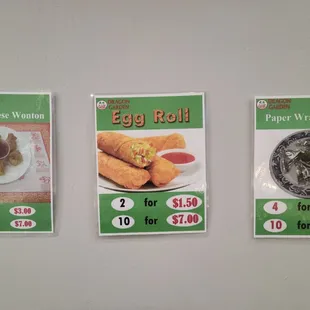 a variety of food items displayed on a wall
