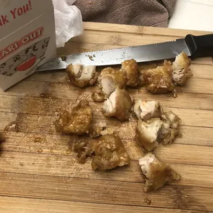 I shouldn't have to cut up these big ass pieces of chicken.